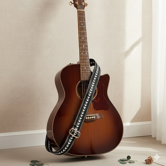 Geometric Pattern Adjustable Bag Strap Black & White Design Gold Hardware 💛 - Picture 7 of 12